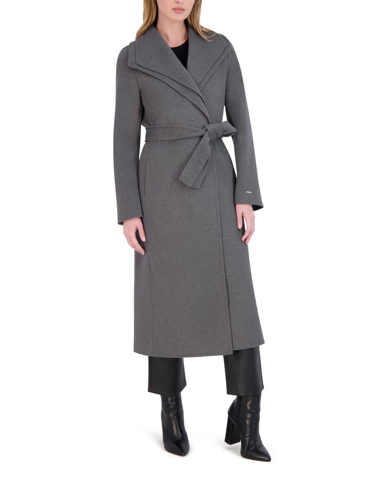 Tahari Women's Peacoat Wool Blend Double Face Winter Trench Coat, Ash, X-Large - Image 3