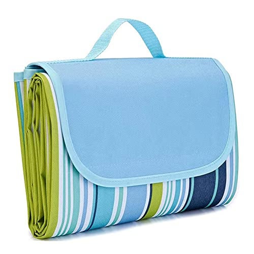 LRUUIDDE Extra Large 80"x 80" Beach Blanket, Outdoor Picnic Blankets, Waterproof Sandproof Portable Blankets, Foldable and Lightweight for Spring Summer Camping, Beach, Park (Blue, 80x80 in) - Image 1