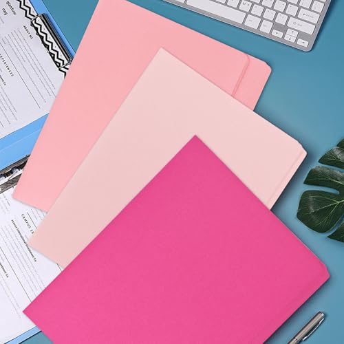 Bazyrock 12Pcs Pink File Folders Letter Size Colored Manilla File Folders with 1/3-cut Tabs Decorative File Pockets for Office School Business Home Organizer(12, Pink Series) - Image 4