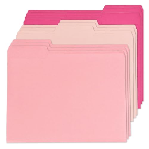 Bazyrock 12Pcs Pink File Folders Letter Size Colored Manilla File Folders with 1/3-cut Tabs Decorative File Pockets for Office School Business Home Organizer(12, Pink Series) - Image 1