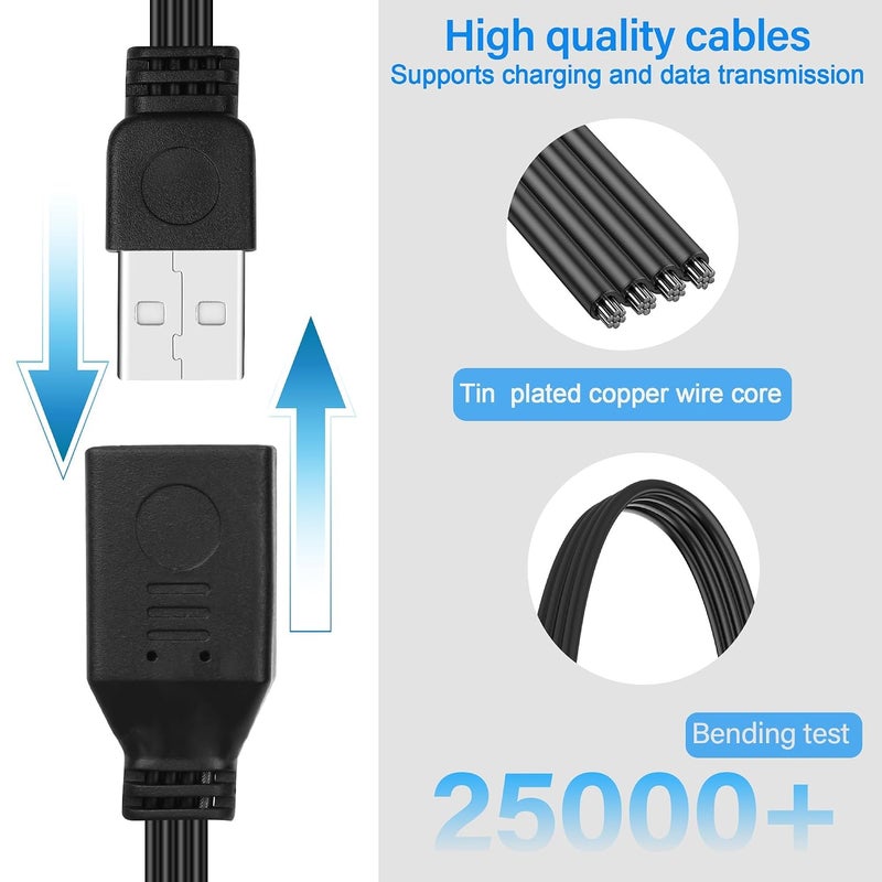 كاست ويف كابل تمديد USB 2.0، كابل مسطح من نوع USB A ذكر إلى أنثى، سرعة عالية تصل إلى 4.8 جيجابت في الثانية، كابل تمديد قصير USB 2.0 لأجهزة الكمبيوتر المحمولة والتلفزيون ولوحة المفاتيح والطابعات، يدعم الشحن/النقل (11 بوصة/30 سم) - Image 3