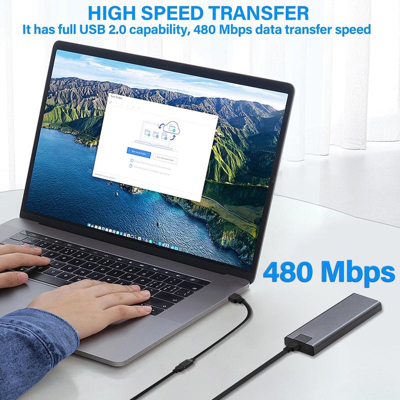 كاست ويف كابل تمديد USB 2.0، كابل مسطح من نوع USB A ذكر إلى أنثى، سرعة عالية تصل إلى 4.8 جيجابت في الثانية، كابل تمديد قصير USB 2.0 لأجهزة الكمبيوتر المحمولة والتلفزيون ولوحة المفاتيح والطابعات، يدعم الشحن/النقل (11 بوصة/30 سم) - Image 4