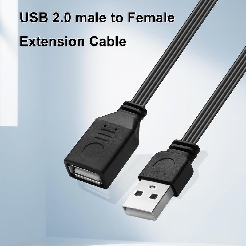 كاست ويف كابل تمديد USB 2.0، كابل مسطح من نوع USB A ذكر إلى أنثى، سرعة عالية تصل إلى 4.8 جيجابت في الثانية، كابل تمديد قصير USB 2.0 لأجهزة الكمبيوتر المحمولة والتلفزيون ولوحة المفاتيح والطابعات، يدعم الشحن/النقل (11 بوصة/30 سم) - Image 2
