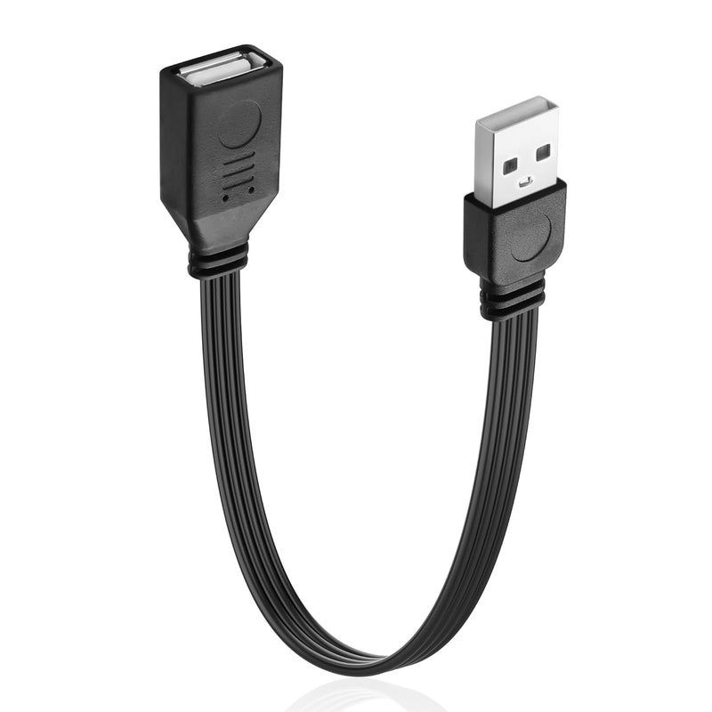 كاست ويف كابل تمديد USB 2.0، كابل مسطح من نوع USB A ذكر إلى أنثى، سرعة عالية تصل إلى 4.8 جيجابت في الثانية، كابل تمديد قصير USB 2.0 لأجهزة الكمبيوتر المحمولة والتلفزيون ولوحة المفاتيح والطابعات، يدعم الشحن/النقل (11 بوصة/30 سم) - Image 1