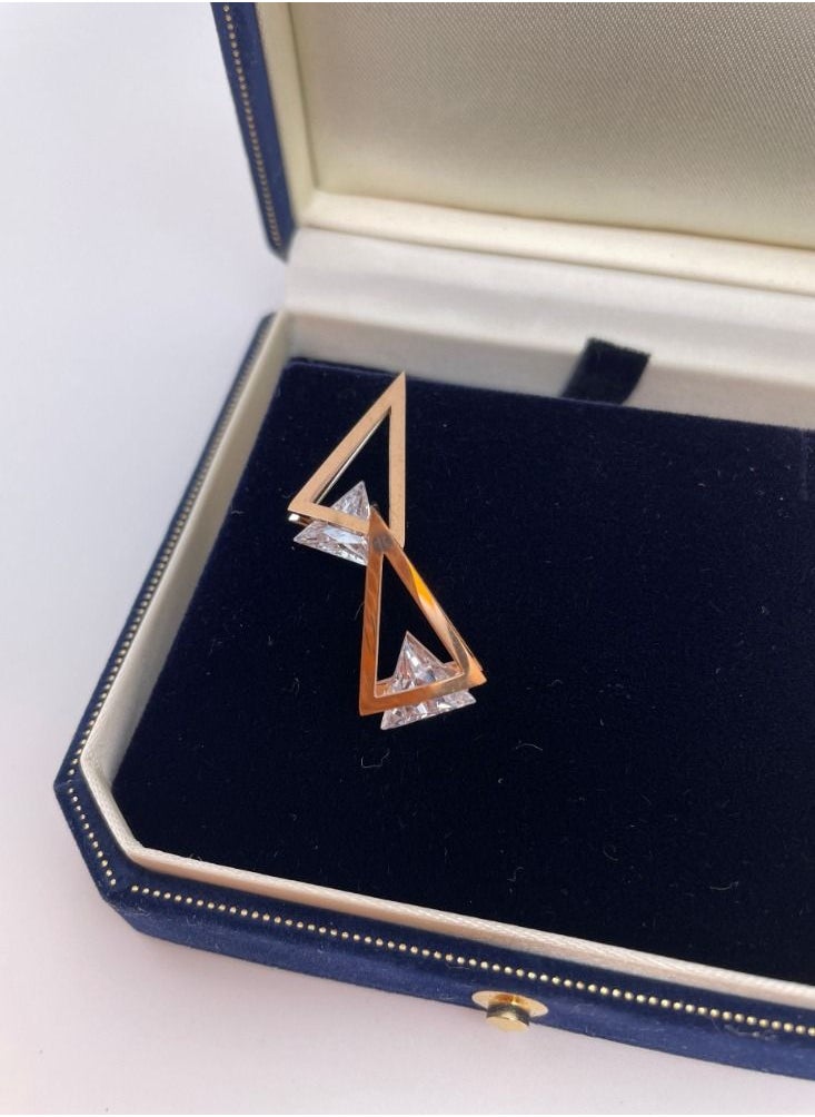 General - Stainless steel 18K gold plated non fading geometric triangle zircon earrings - Image 1