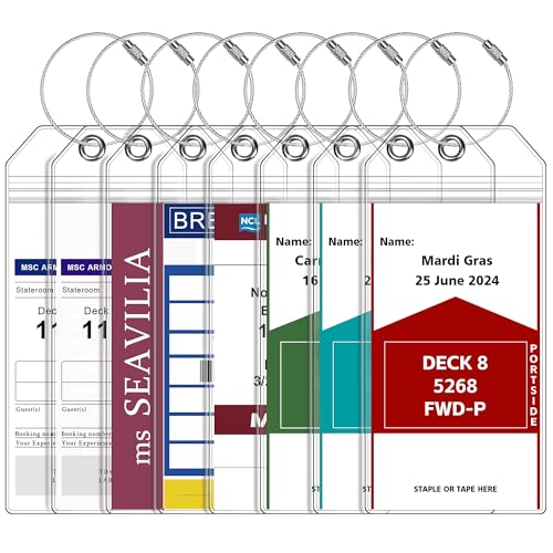 SEAVILIA 8 Pack Luggage Tags Travel Essentials & Cruise Essentials for NCL, Princess, Carnival, Royal Caribbean & Celebrity Cruise Ships by SEAVILIA - Image 1