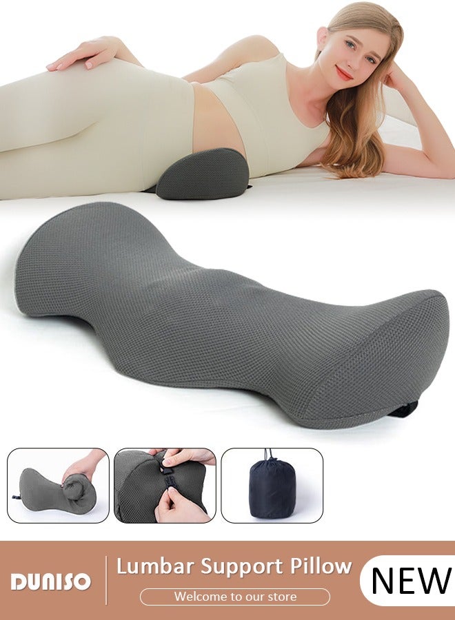 DUNISO وسادة دعم أسفل الظهر، وسادة دعم الظهر المريحة من رغوة الذاكرة مع غطاء قابل للإزالة والغسل، وسادة دعم الظهر المحمولة القابلة للتنفس لتخفيف الألم، وسادة نوم أسفل الظهر للسرير، كراسي المكتب، مقاعد السيارات - Image 1