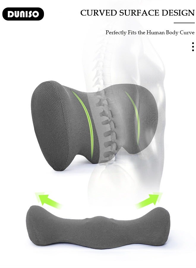 DUNISO وسادة دعم أسفل الظهر، وسادة دعم الظهر المريحة من رغوة الذاكرة مع غطاء قابل للإزالة والغسل، وسادة دعم الظهر المحمولة القابلة للتنفس لتخفيف الألم، وسادة نوم أسفل الظهر للسرير، كراسي المكتب، مقاعد السيارات - Image 2
