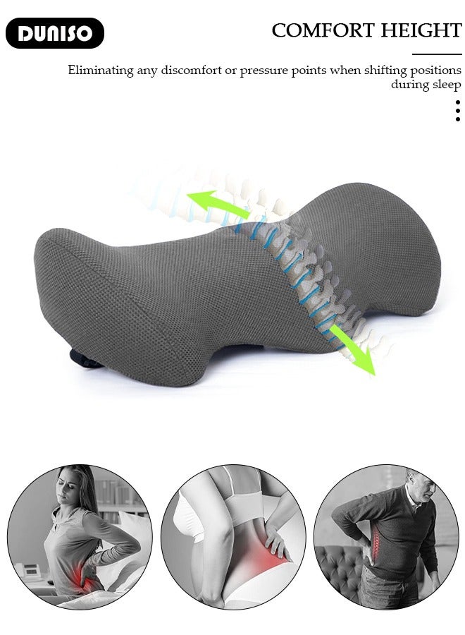 DUNISO وسادة دعم أسفل الظهر، وسادة دعم الظهر المريحة من رغوة الذاكرة مع غطاء قابل للإزالة والغسل، وسادة دعم الظهر المحمولة القابلة للتنفس لتخفيف الألم، وسادة نوم أسفل الظهر للسرير، كراسي المكتب، مقاعد السيارات - Image 3