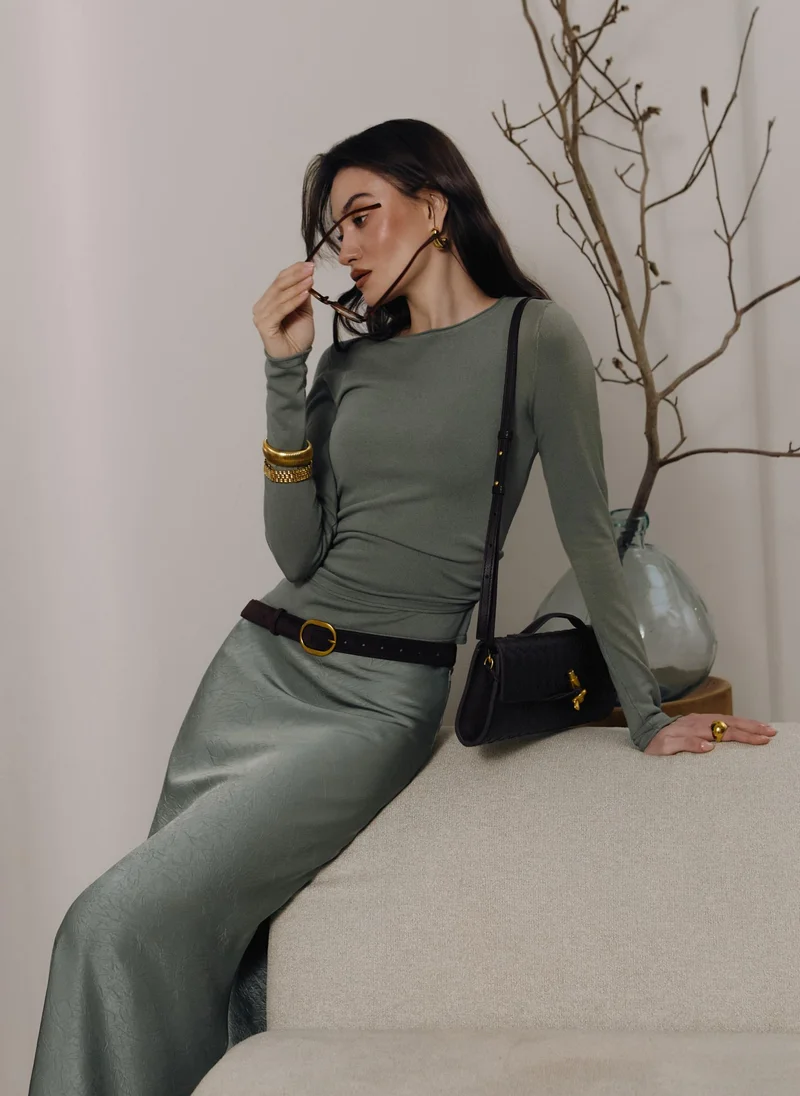 Lichi  Jersey longlseeve with asymmetrical edge for Women | Best Price UAE