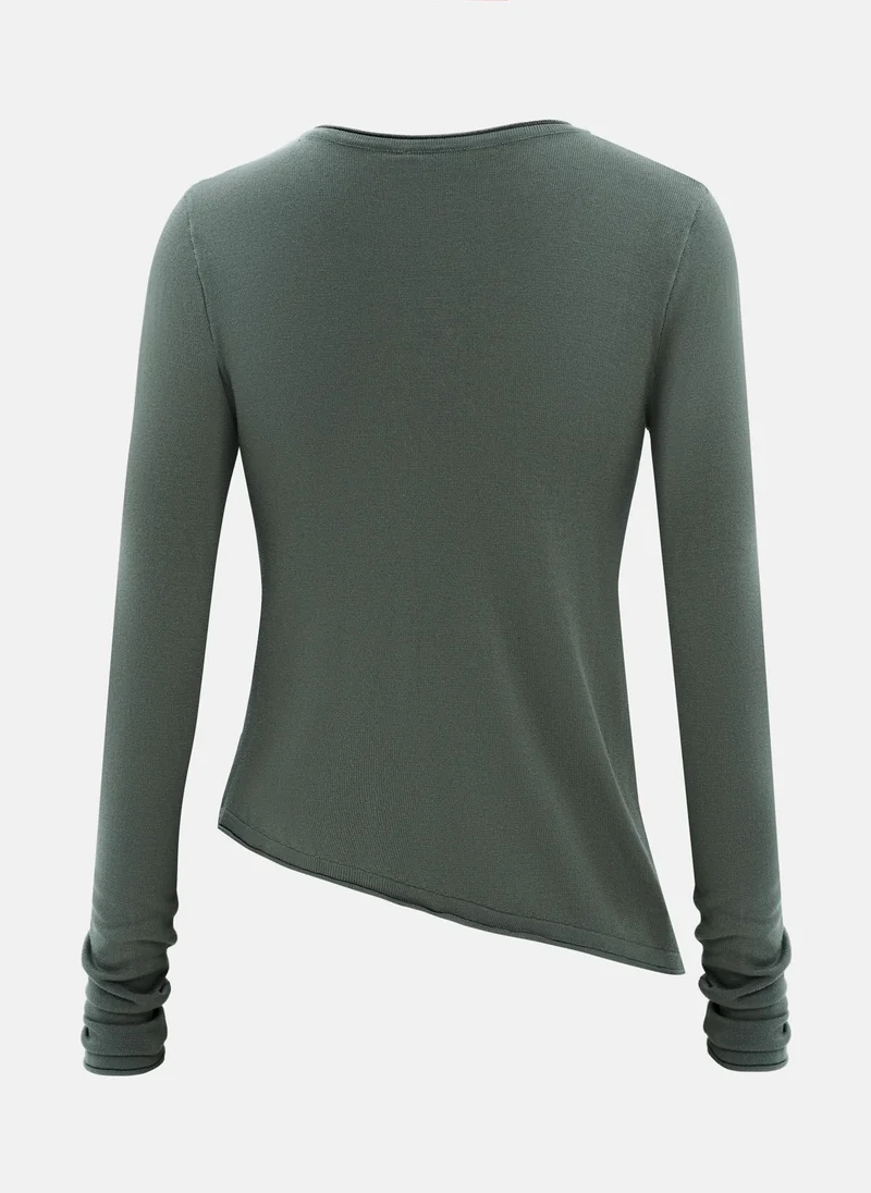 Lichi  Jersey longlseeve with asymmetrical edge for Women | Best Price UAE