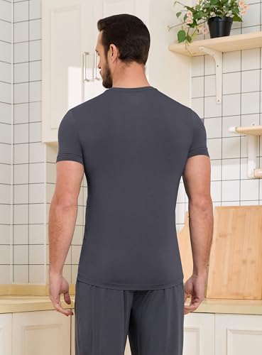 COLORFULLEAF Men's Undershirts Bamboo Rayon Short Sleeve Tees Slim-fit T-Shirts Multi Colors (5C, XL) - Image 4