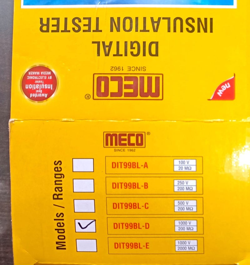 MECO ELEVERDE MECO Digital Insulation Corded Electric Tester, Yellow - Image 3