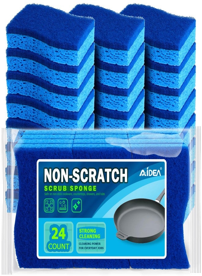 AIDEA Non Scratch Scrub Sponge, 24Count, Sponges for Dishes, Sponges Kitchen, Cleaning Sponge, Cleans Fast Without Scratching, Stands Up to Stuck-on Grime, Cleaning Power for Everyday Jobs - Image 1