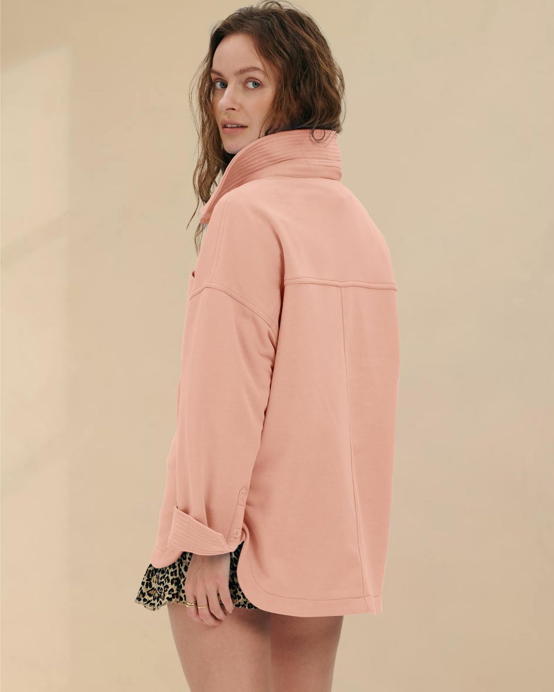 Locachy Women's Casual Oversized Polo Neck Sweatshirt Lapel Long Sleeve Button Pullover Tops Fashion Outfits Clothes Pink S - Image 2