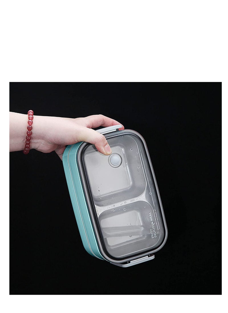 MahMir - Stainless Steel Lunch Box - Insulated Bento Box Multifunctional-Containers Lunch Box Containers with 2 Compartments & Tableware(304 stainless steel 2 compartments lunch box by MahMir (Light Blue) - Image 1