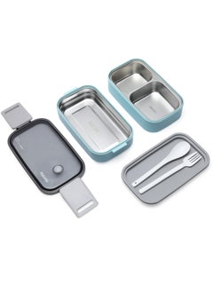 MahMir Stainless Steel Lunch Box - Insulated Bento Box Multifunctional-Containers Lunch Box Containers with 2 Compartments & Tableware(304 stainless steel 2 compartments lunch box by MahMir (Light Blue)  - Image 2