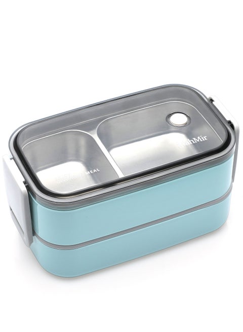 Stainless Steel Lunch Box - Insulated Bento Box Multifunctional-Containers Lunch Box Containers with 2 Compartments & Tableware(304 stainless steel 2 compartments lunch box by MahMir (Light Blue)
