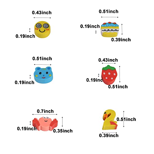 QDXATIVP 300PCS Mini Cute Pencil Erasers for Kids，Fun Fruits Animals Numbers Cakes Smiling Faces Assorted Novelty Erasers for Student Prize Homework Awards Party Gifts School Supplies(Animals and Fruits) - Image 2