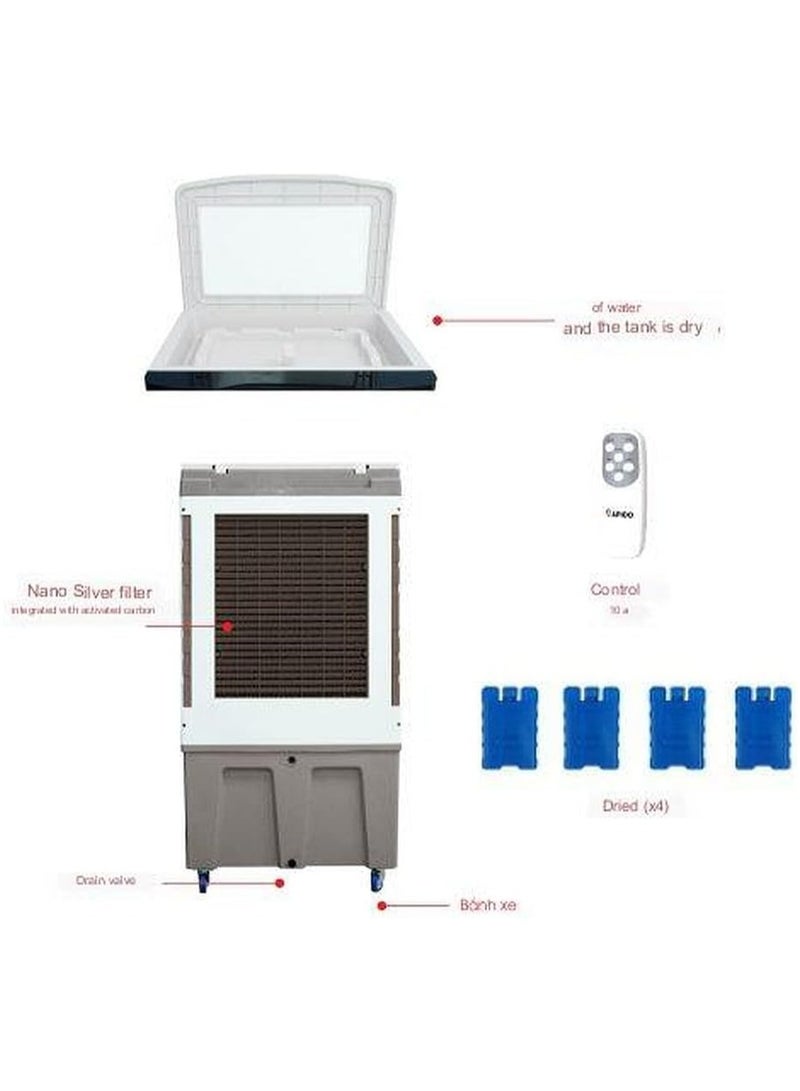 Rapido Everest 9000D Air Cooler 60L, 200W, 3 Speed Settings, Remote Control, Ionizer Air Purifier, 9000 m³/h Airflow, 20–40m² Coverage, White - Image 4
