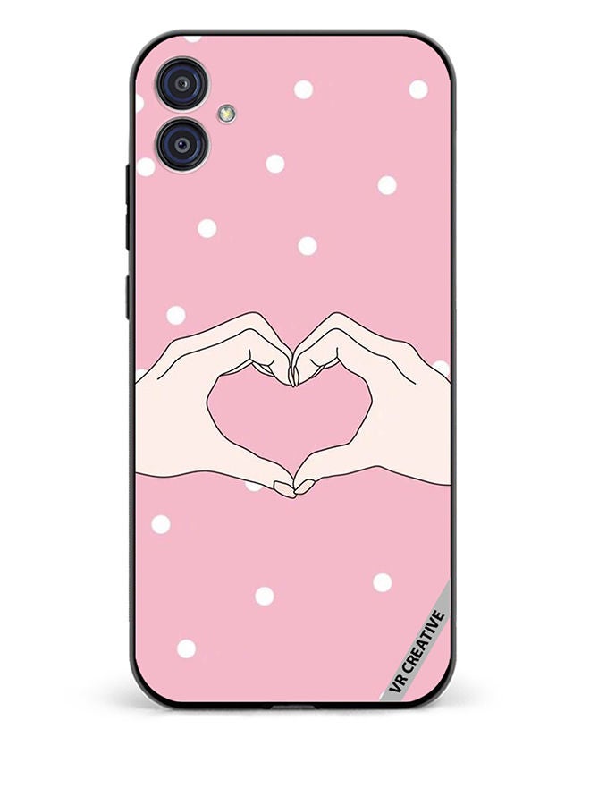 VR CREATIVE Protective Case Cover For Samsung Galaxy M04/F04 Hand Made Heart Pink Design Multicolour - Image 1