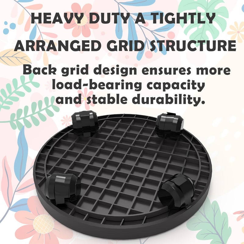 WanderingDonkey 14 Inch Heavy Duty Plant Caddie with Wheels,Rolling Plant Stand Pot Trolley,Wheeled Planter Saucer Tray,Potted Flower Mover Dolly with Casters Round Coaster for Indoor Outdoor - Image 5