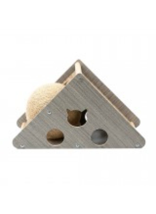 CozyPaws Cozy Paws Triangle Cat Scratcher House with Sisal Ball Toy & Corrugated Cardboard Scratch Pad – Interactive Play Tunnel & Hideaway for Cats 36×16×20 cm - Image 1
