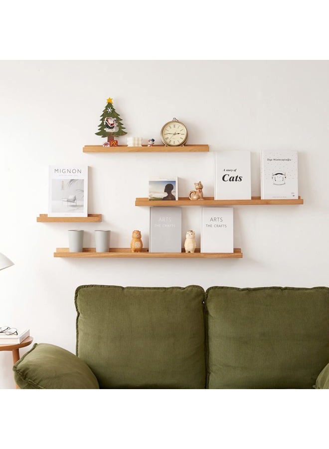 TRWISWDC Floating Shelf for Wall Natural Oak Wood Wall Shelves 36 Inch (Upgrade Width 6"), Display Picture Ledge Shelf for Bedroom Living Room Bathroom Office Kitchen Storage Shelves - Image 4