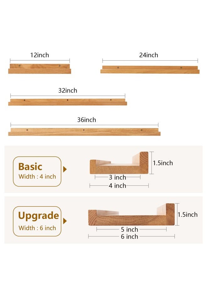 TRWISWDC Floating Shelf for Wall Natural Oak Wood Wall Shelves 36 Inch (Upgrade Width 6"), Display Picture Ledge Shelf for Bedroom Living Room Bathroom Office Kitchen Storage Shelves - Image 3