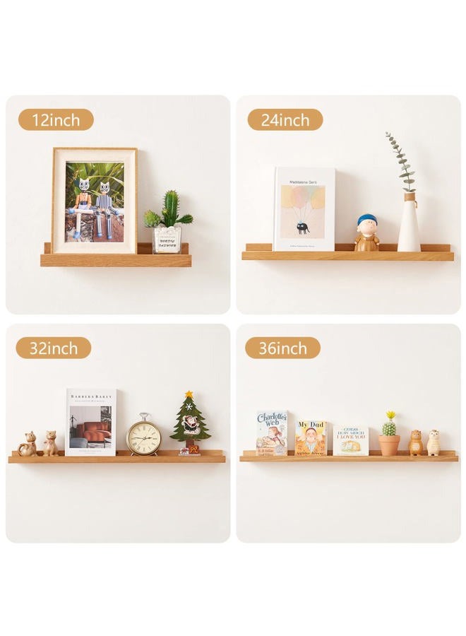 TRWISWDC Floating Shelf for Wall Natural Oak Wood Wall Shelves 36 Inch (Upgrade Width 6"), Display Picture Ledge Shelf for Bedroom Living Room Bathroom Office Kitchen Storage Shelves - Image 2