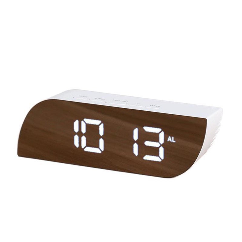Makeup mirror LED electronic clock, digital clock, bedside clock, bedroom, living room brightness adjustment, white shell and white light - Image 1