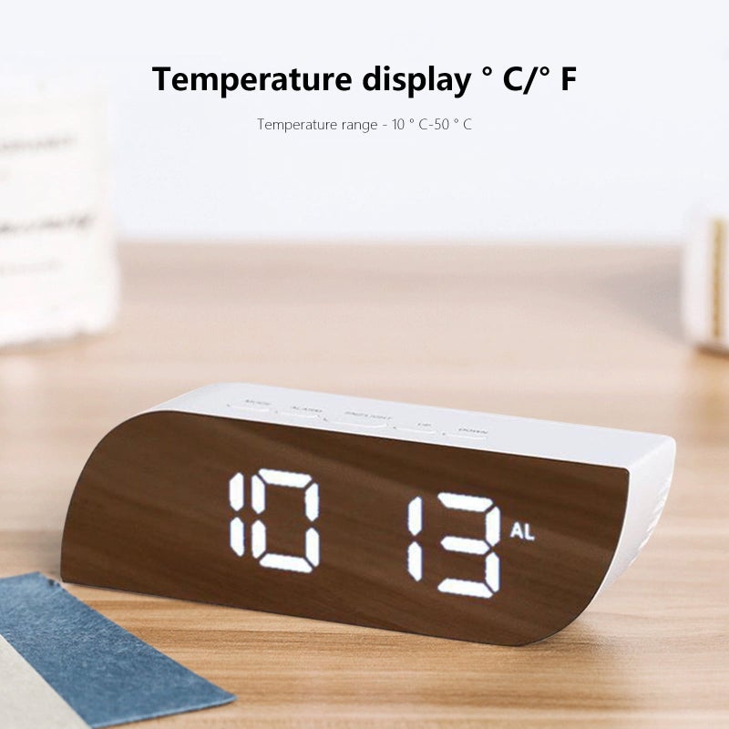 Makeup mirror LED electronic clock, digital clock, bedside clock, bedroom, living room brightness adjustment, white shell and white light - Image 5