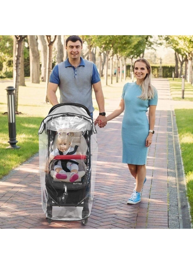 Hrzeem Hrzeem Clear Stroller Rain Cover, Universal Travel Weather Shield Breathable Baby Stroller Rain Cover for Windproof, Waterproof, Protect from Sun Dust Snow - Image 2