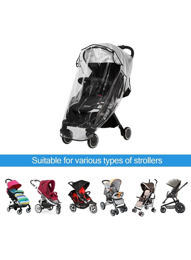 Hrzeem Hrzeem Clear Stroller Rain Cover, Universal Travel Weather Shield Breathable Baby Stroller Rain Cover for Windproof, Waterproof, Protect from Sun Dust Snow - Image 5