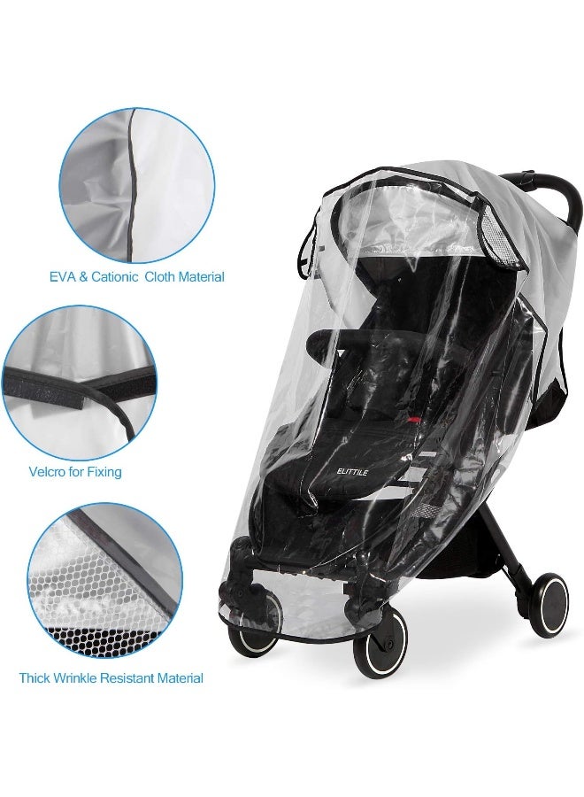 Hrzeem Hrzeem Clear Stroller Rain Cover, Universal Travel Weather Shield Breathable Baby Stroller Rain Cover for Windproof, Waterproof, Protect from Sun Dust Snow - Image 3