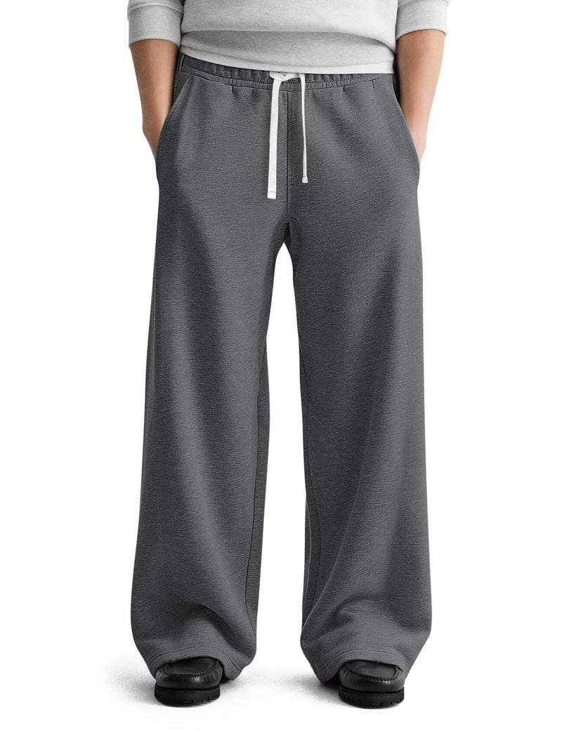 HeSaYep Men's Baggy Sweatpants Wide Leg Fleece Lined Lounge Sweat Pants Winter Thermal Cotton Athletic Pants Open Bottom Straight Leg Workout Pants with Pockets Dark Grey M - Image 1