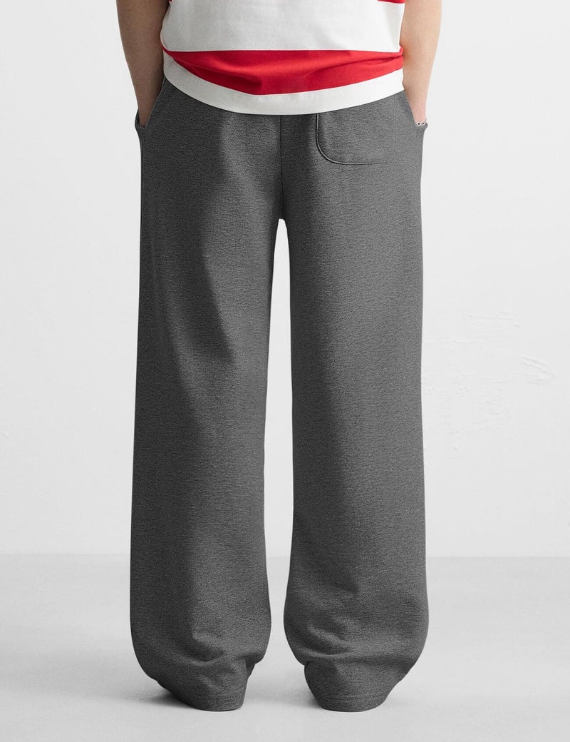 HeSaYep Men's Baggy Sweatpants Wide Leg Fleece Lined Lounge Sweat Pants Winter Thermal Cotton Athletic Pants Open Bottom Straight Leg Workout Pants with Pockets Dark Grey M - Image 2