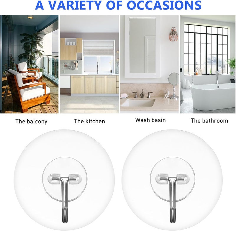 Healifty 12pcs Frosted Adhesive Sticky Hooks Stainless Steel Wall Hanging Hooks Heavy Duty Self-Adhesive for Bathroom Kitchen Bedroom Storage Organization - Image 3