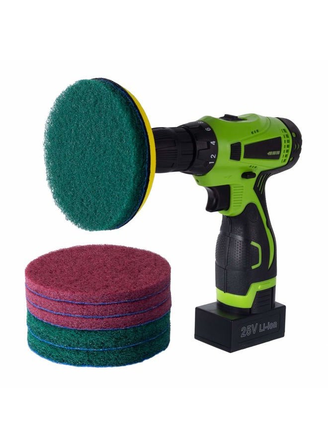 Kichwit Drill Powered Brush Tile Scrubber Scouring Pads Cleaning Kit, 2 Different Stiffness, Disc Pad Holder With 6 Scrubbing Pads, Cleans Large Flat Areas Perfectly 5-Inch - Image 2