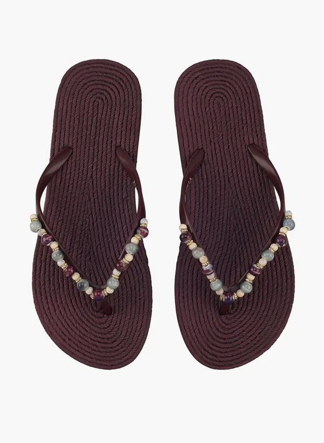 Women Beaded Flip Flops