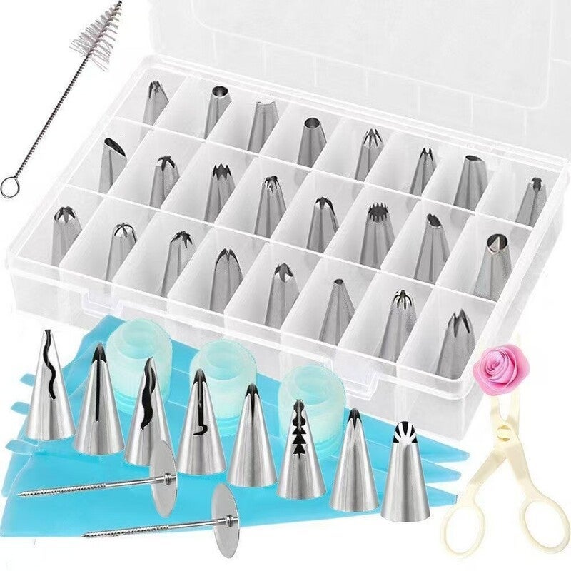 7-Piece Set Of Decorating Tips, Cake Decorating Tips, Tpu Decorating Bags, Cream Scrapers - Image 1