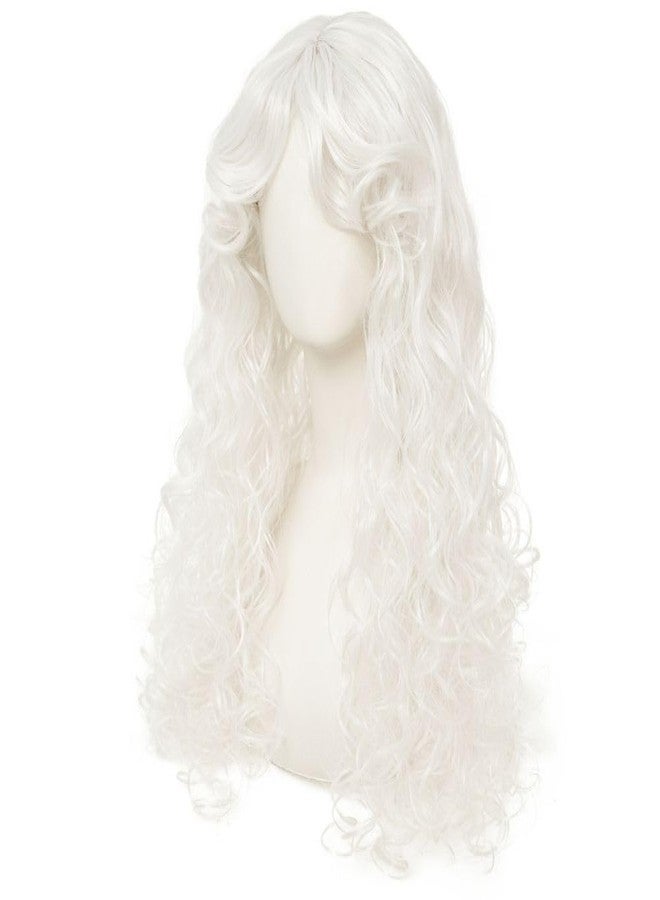 Tseses White Long Curly Wigs for Women Middle Part with Bangs Natural Synthetic Princess Hair Wig for Halloween Cosplay - Image 2