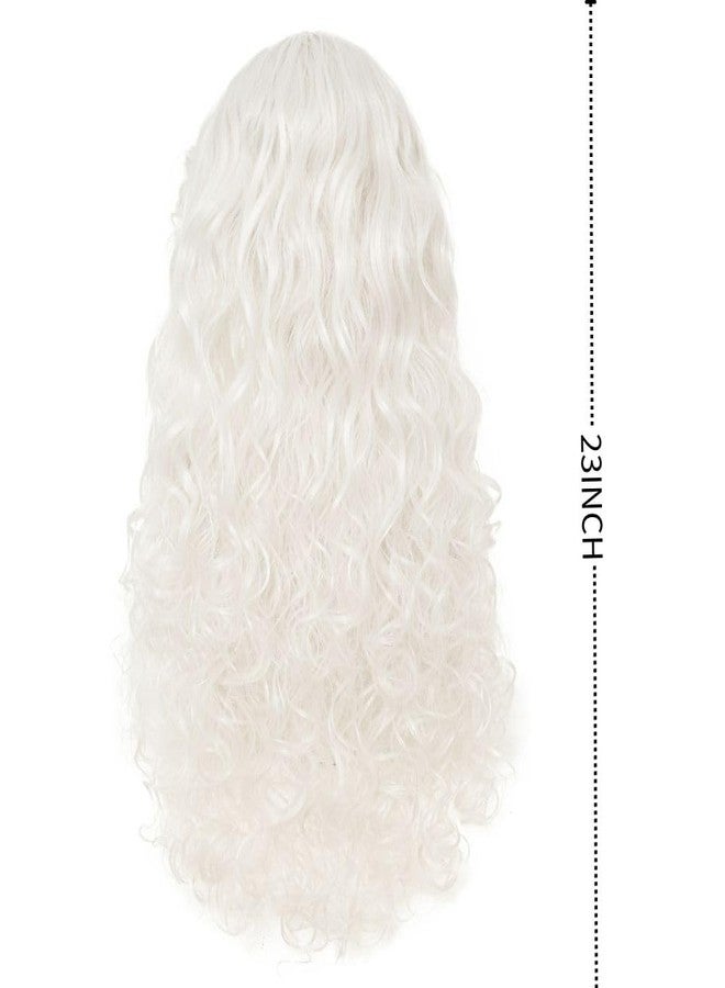 Tseses White Long Curly Wigs for Women Middle Part with Bangs Natural Synthetic Princess Hair Wig for Halloween Cosplay - Image 4