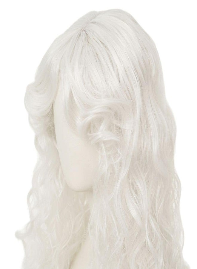 Tseses White Long Curly Wigs for Women Middle Part with Bangs Natural Synthetic Princess Hair Wig for Halloween Cosplay - Image 5