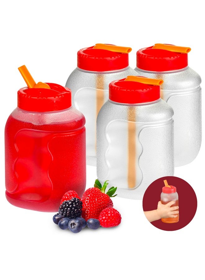 Tribello Small 8oz Kids Water Bottle With Straw, Reusable Plastic Leak Proof Toddler/Kids Water drink Bottle With Flip Straw Lid, BPA-free, 4 Pack - Image 1