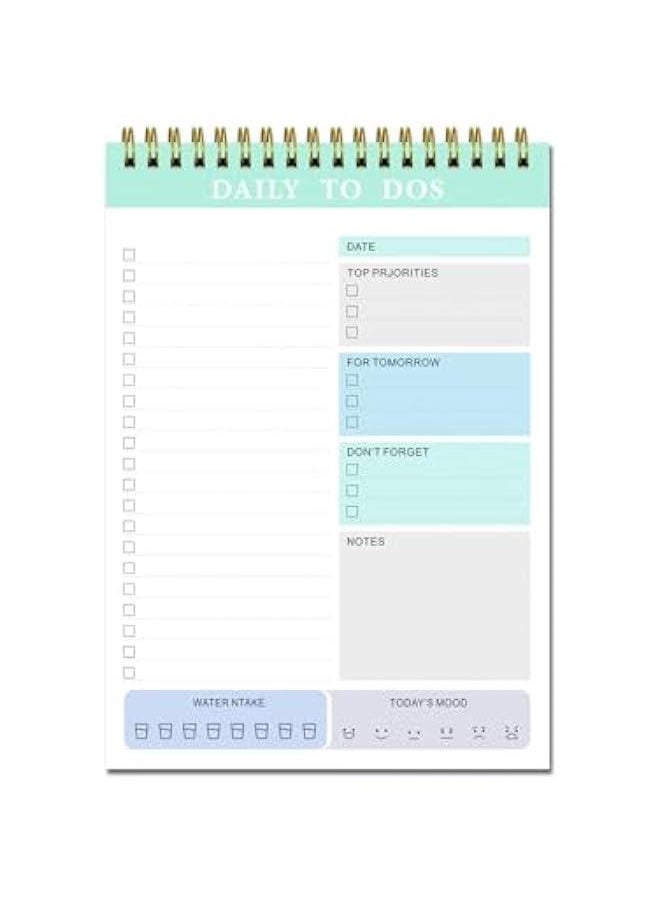 هوكور HOOKOR 52 Sheets Tear Off To Do List Notebook for Productivity, A5 Size of Spiral Undated Planner and Organizer for Work, Study, School Supplier (Light green)  - Image 1