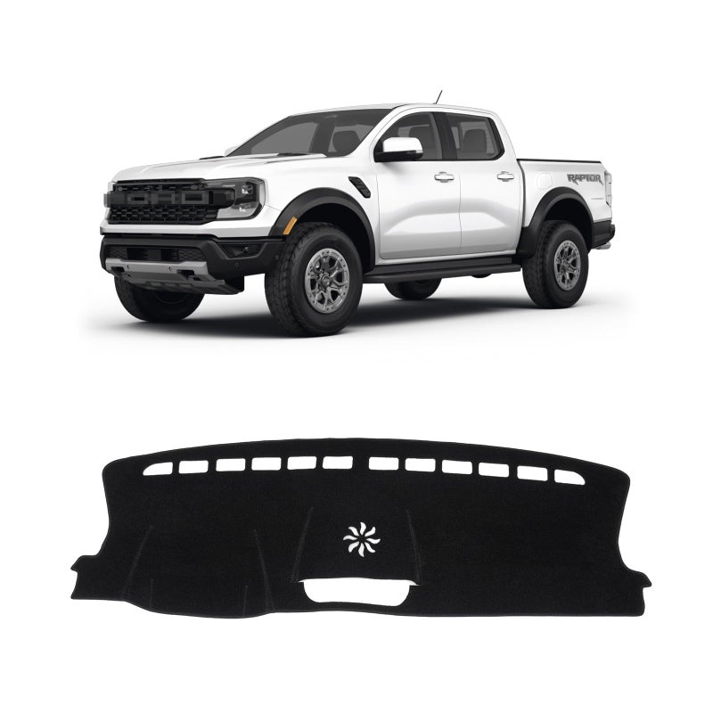 KUST Car Dash Cover for Ford Ranger 2024 2025 2026 XLz XLT Lariat Polyester Dashboard Cover NonSlip Interior Accessories for Ranger Custom Fit Dash Mat Sunshade Windshield No Glare Black