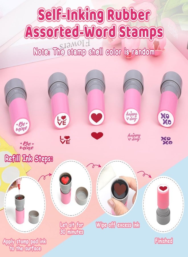 HEYTIMI 5 Pcs Valentine Day Stamps for Kids, Arts and Crafts Self-Inking Stampers Set with Assorted-Word for Classroom Exchange, Valentine Gift, Holiday Party Favors & Goody Bag Fillers - Image 4