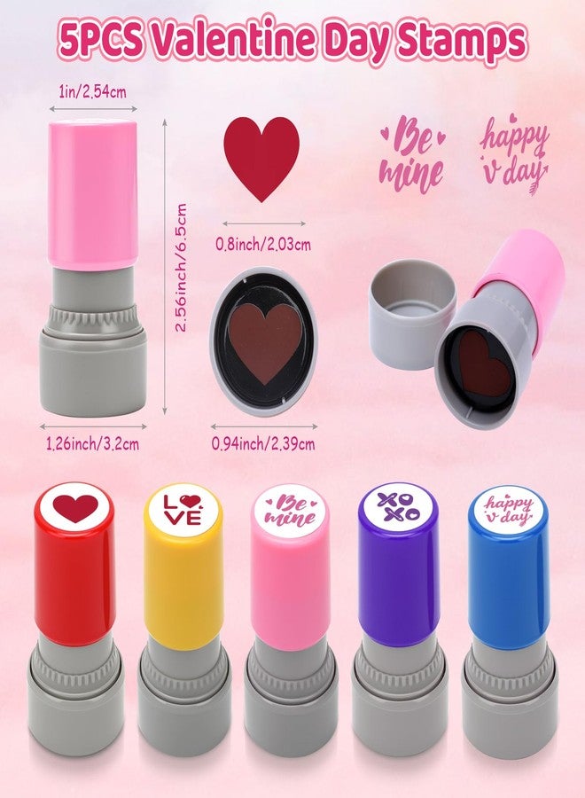 HEYTIMI 5 Pcs Valentine Day Stamps for Kids, Arts and Crafts Self-Inking Stampers Set with Assorted-Word for Classroom Exchange, Valentine Gift, Holiday Party Favors & Goody Bag Fillers - Image 2