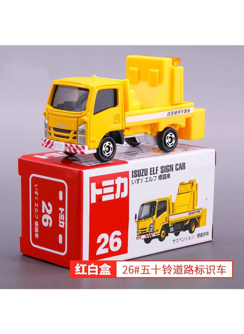 Generic - Genuine Alloy Car No. 26 Yellow Isuzu Road Engineering Logo Car Simulation Model Children's Car Boy Toy Car Collection Birthday Gift - Image 1